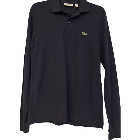 Lacoste Other - Lacoste Mens Classic Fit Long Sleeve Pique Polo Shirt Navy Blue FR 2 US XS